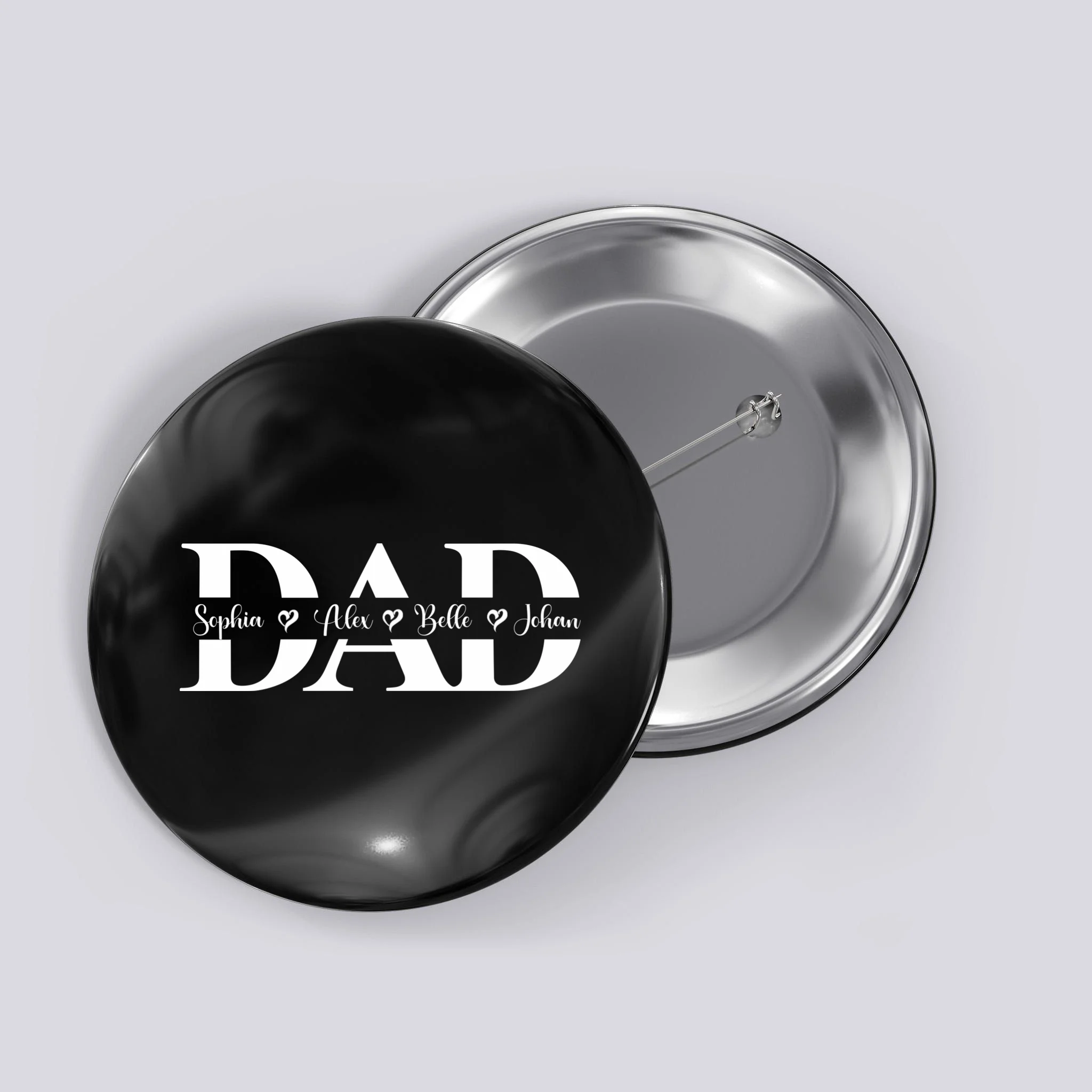 Mom Dad Name Custom Gift - Personalized Family Names - Celebrate mom and dad with a family names gift Button Front