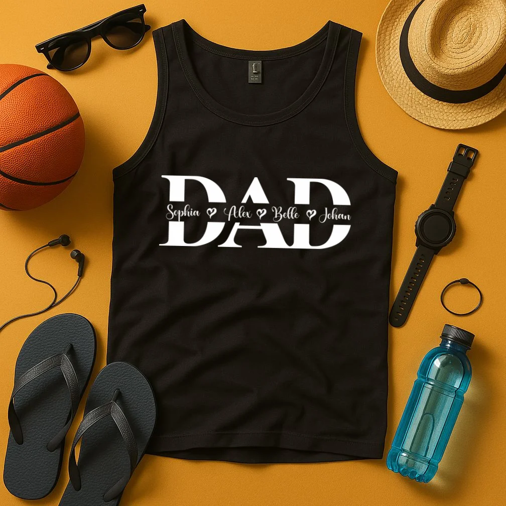Mom Dad Name Custom Gift - Personalized Family Names - Celebrate mom and dad with a family names gift Men's Tank Top - Front 3