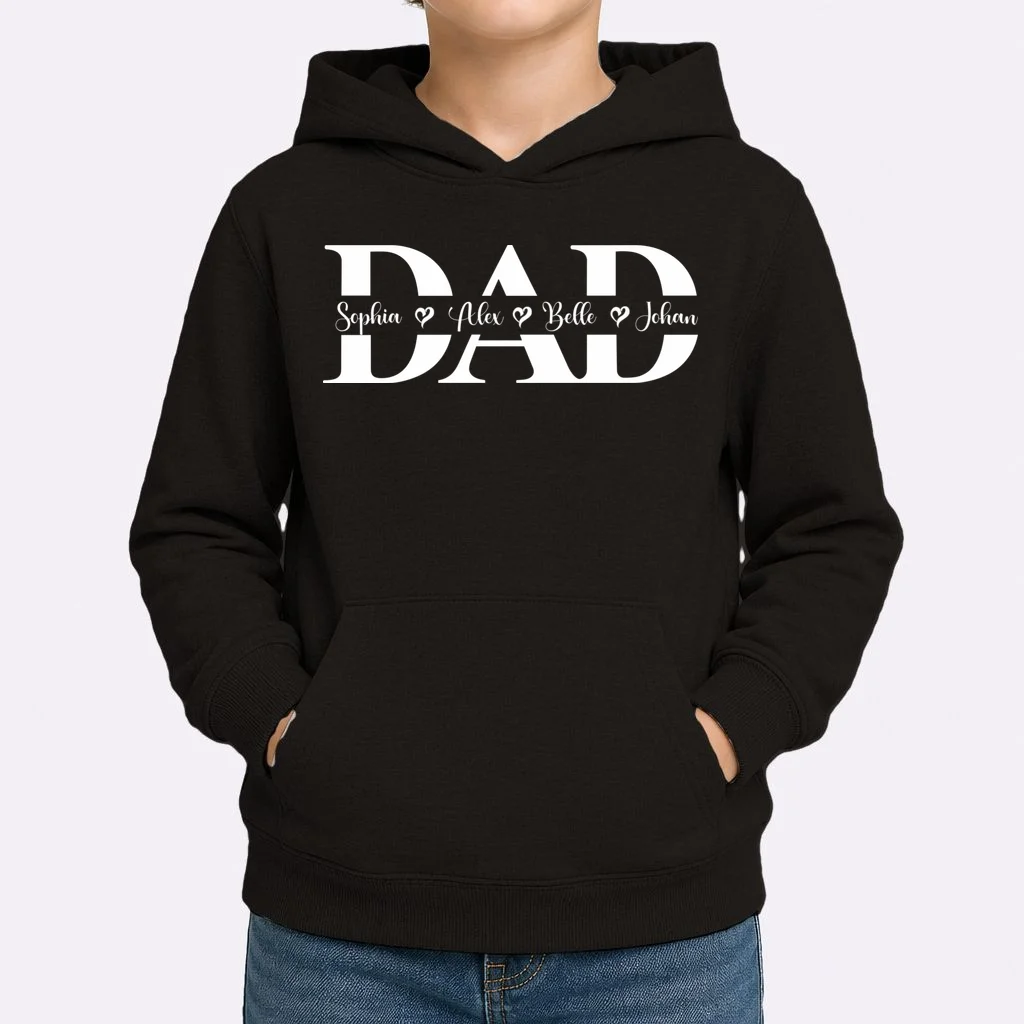 Mom Dad Name Custom Gift - Personalized Family Names - Celebrate mom and dad with a family names gift Kids Hoodie - Front 1