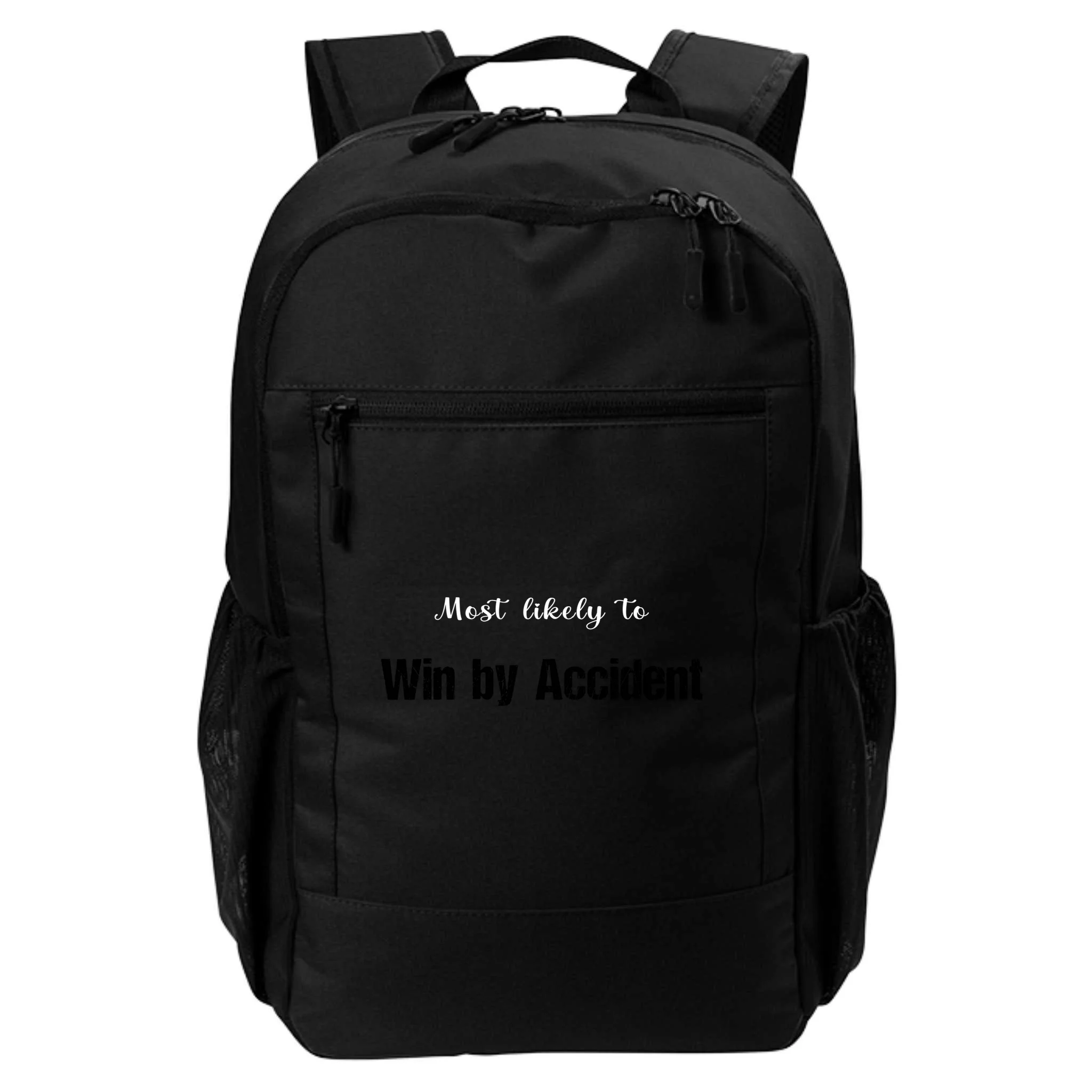 Most Likely To Bowling – Humorous Sports Typography Backpack - Front