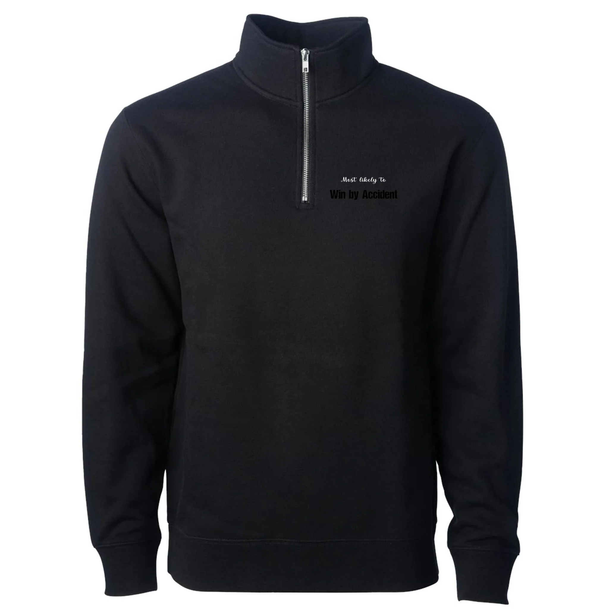 Most Likely To Bowling – Humorous Sports Typography Men's Pullover Quarter Zip - Front