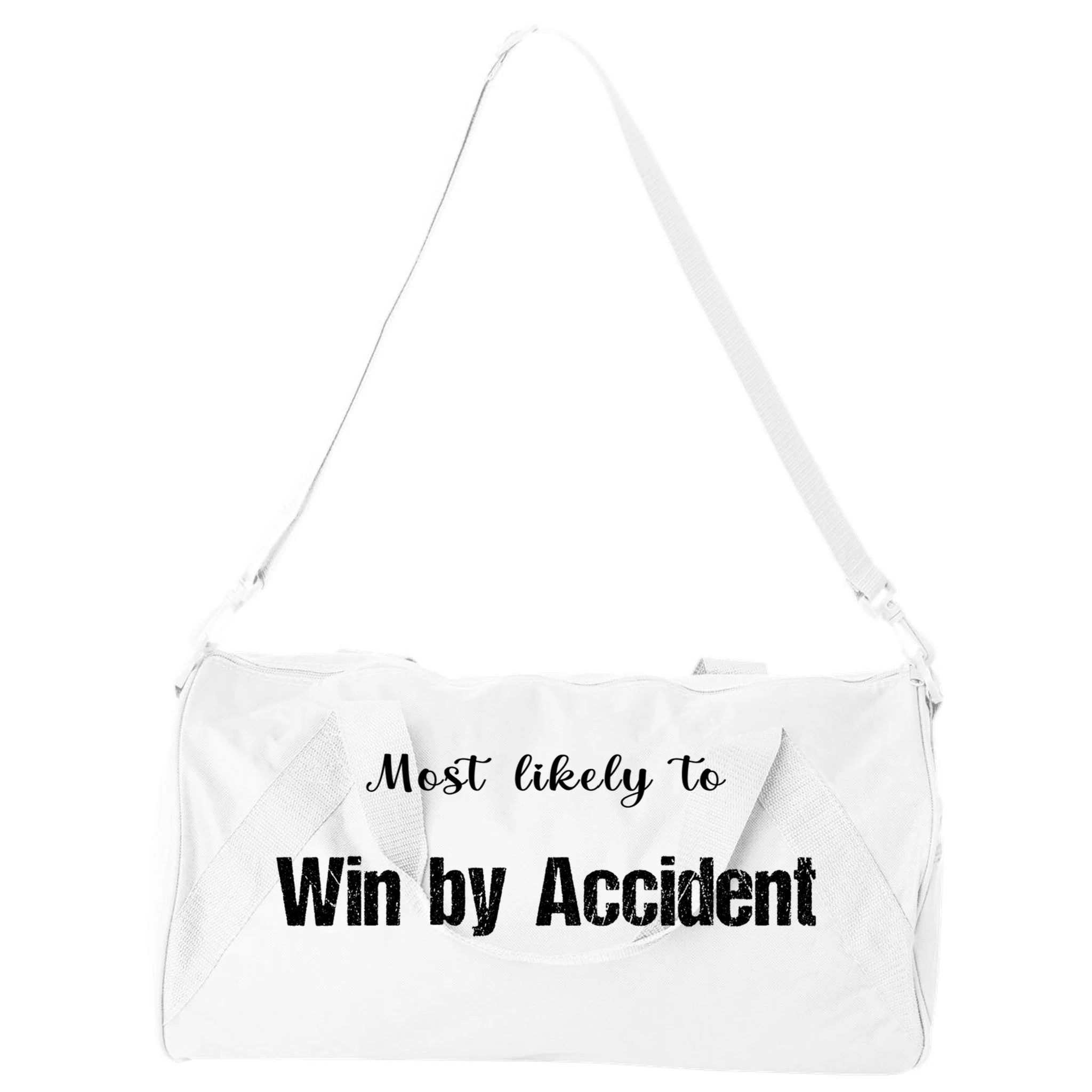 Most Likely To Bowling – Humorous Sports Typography Duffel Bag - Front