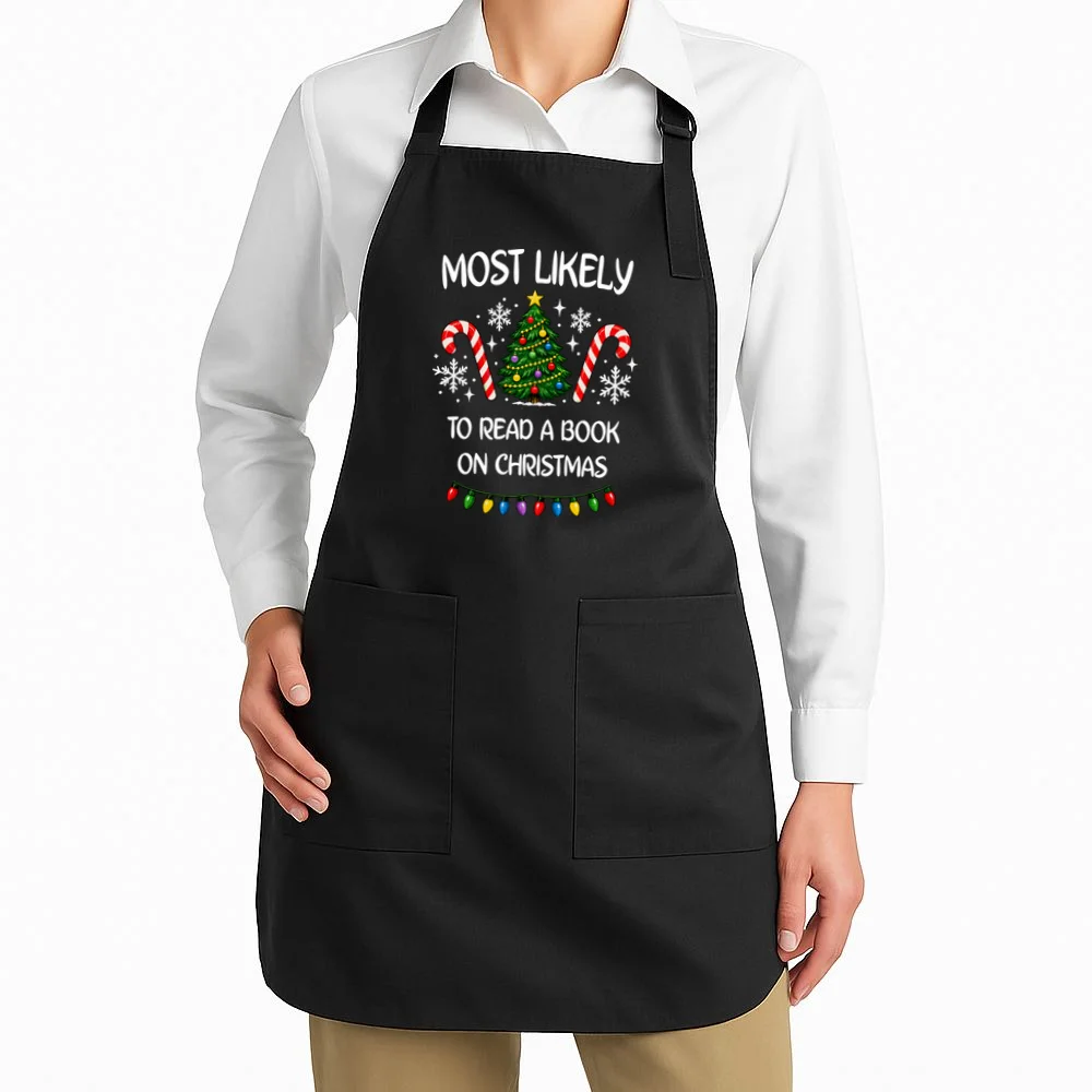 Most Likely to Christmas Personalized Phrase Gift -  Funny Christmas Activity Custom Design Apron - Front 1