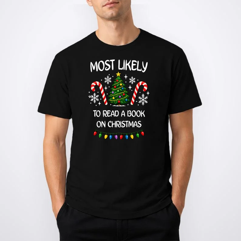 Most Likely to Christmas Personalized Phrase Gift -  Funny Christmas Activity Custom Design Men's T-Shirt - Front 1