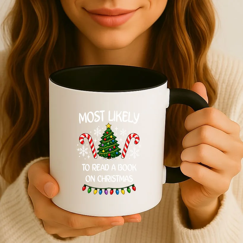 Most Likely to Christmas Personalized Phrase Gift -  Funny Christmas Activity Custom Design Mug - Front 2
