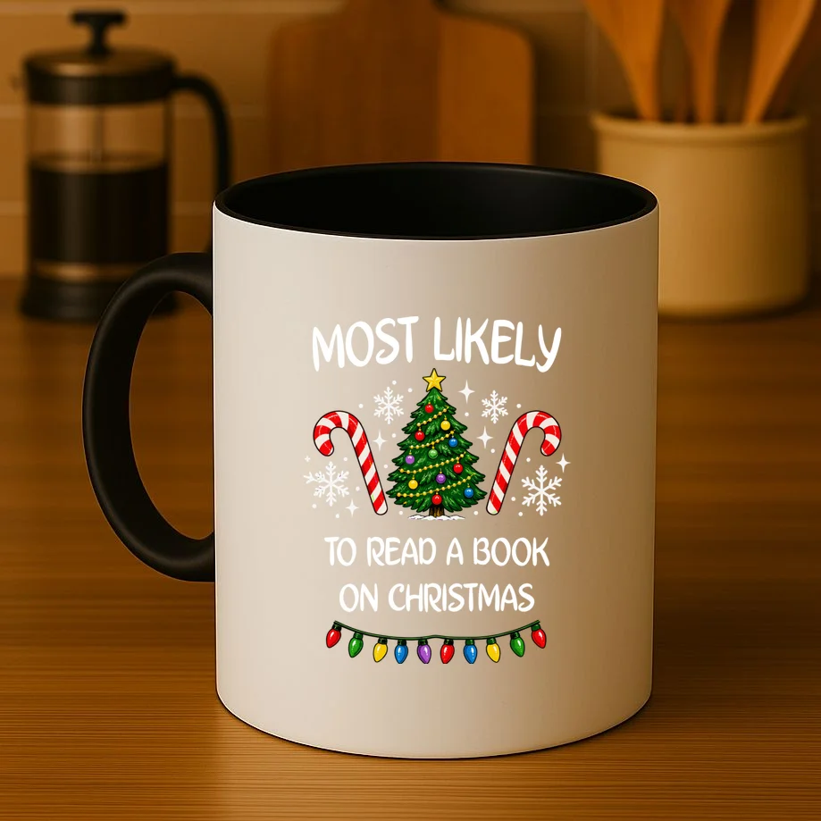 Most Likely to Christmas Personalized Phrase Gift -  Funny Christmas Activity Custom Design Mug - Front 3