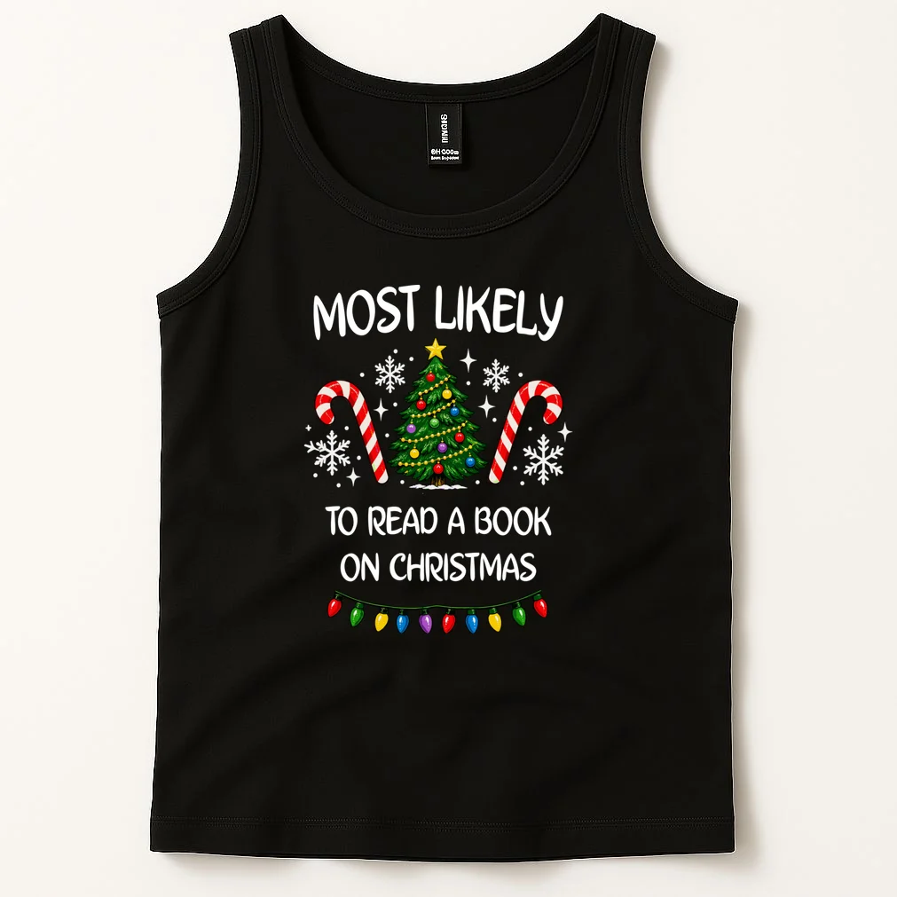 Most Likely to Christmas Personalized Phrase Gift -  Funny Christmas Activity Custom Design Men's Tank Top - Front 1