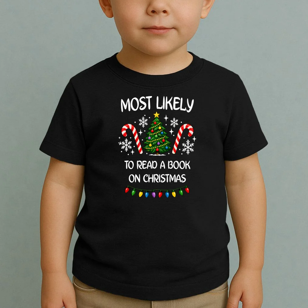Most Likely to Christmas Personalized Phrase Gift -  Funny Christmas Activity Custom Design Toddler T-Shirt - Front 1