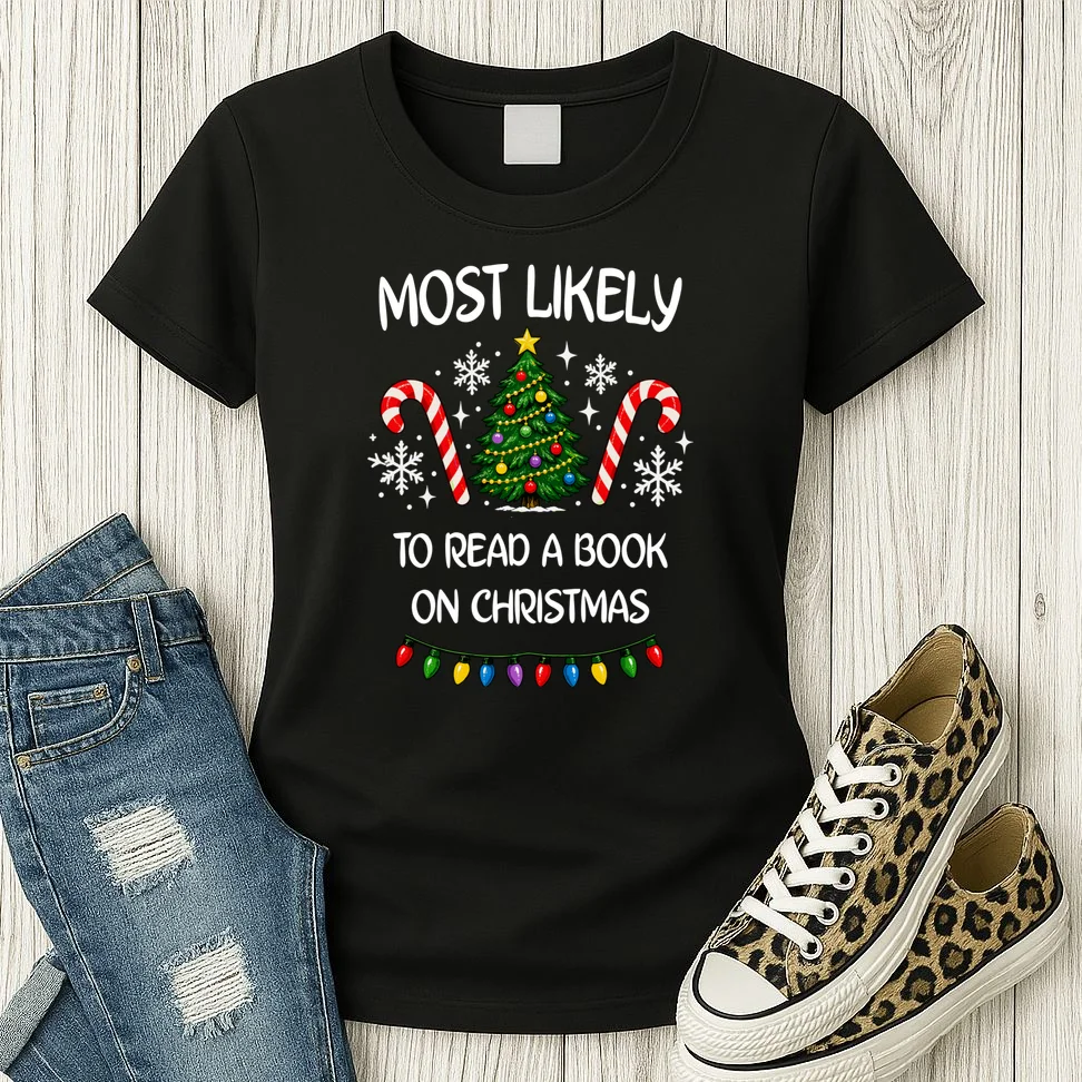 Most Likely to Christmas Personalized Phrase Gift -  Funny Christmas Activity Custom Design Women's T-Shirt - Front 2