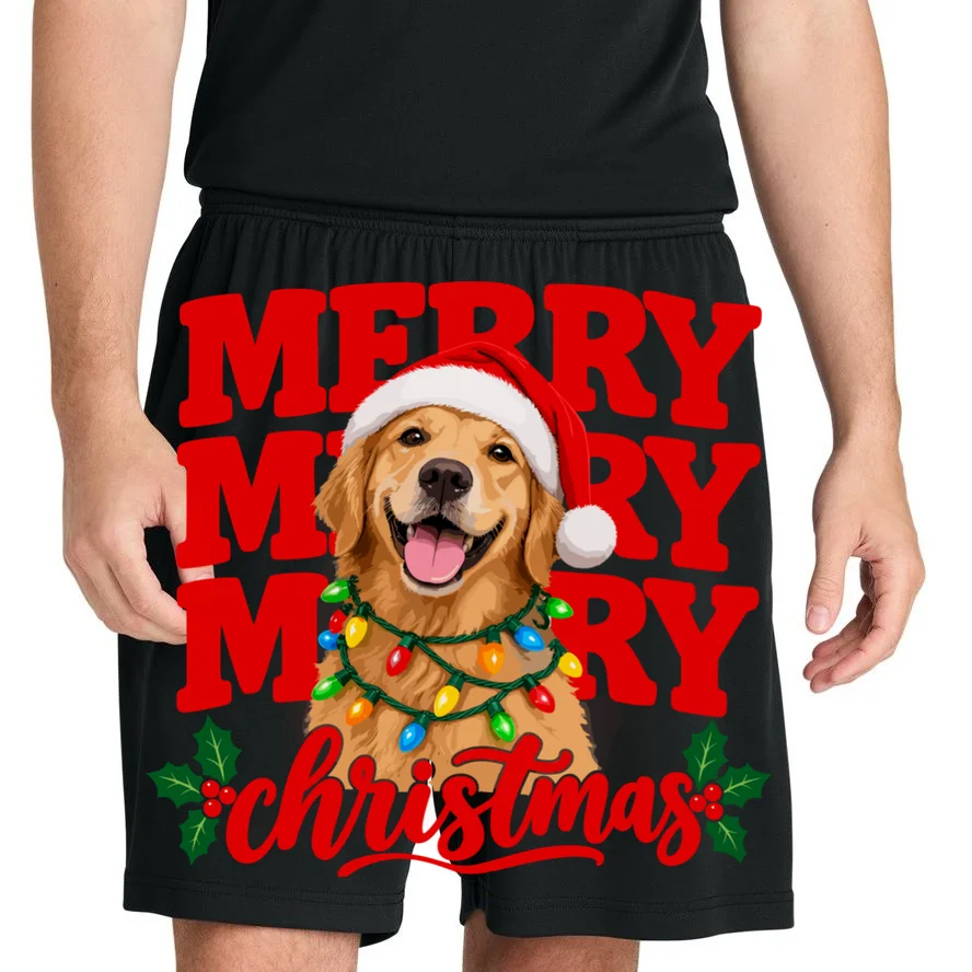 Merry Merry Christmas Dog – Santa Hat Holiday Design Men's Shorts - Front 1