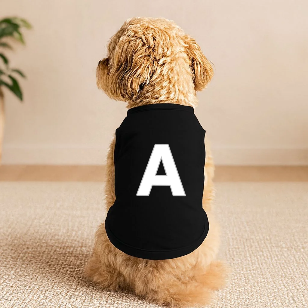 Minimalist Initial Letter Personalized Custom Gift - Bold Monogram Name Design Doggie Tank - Front 1