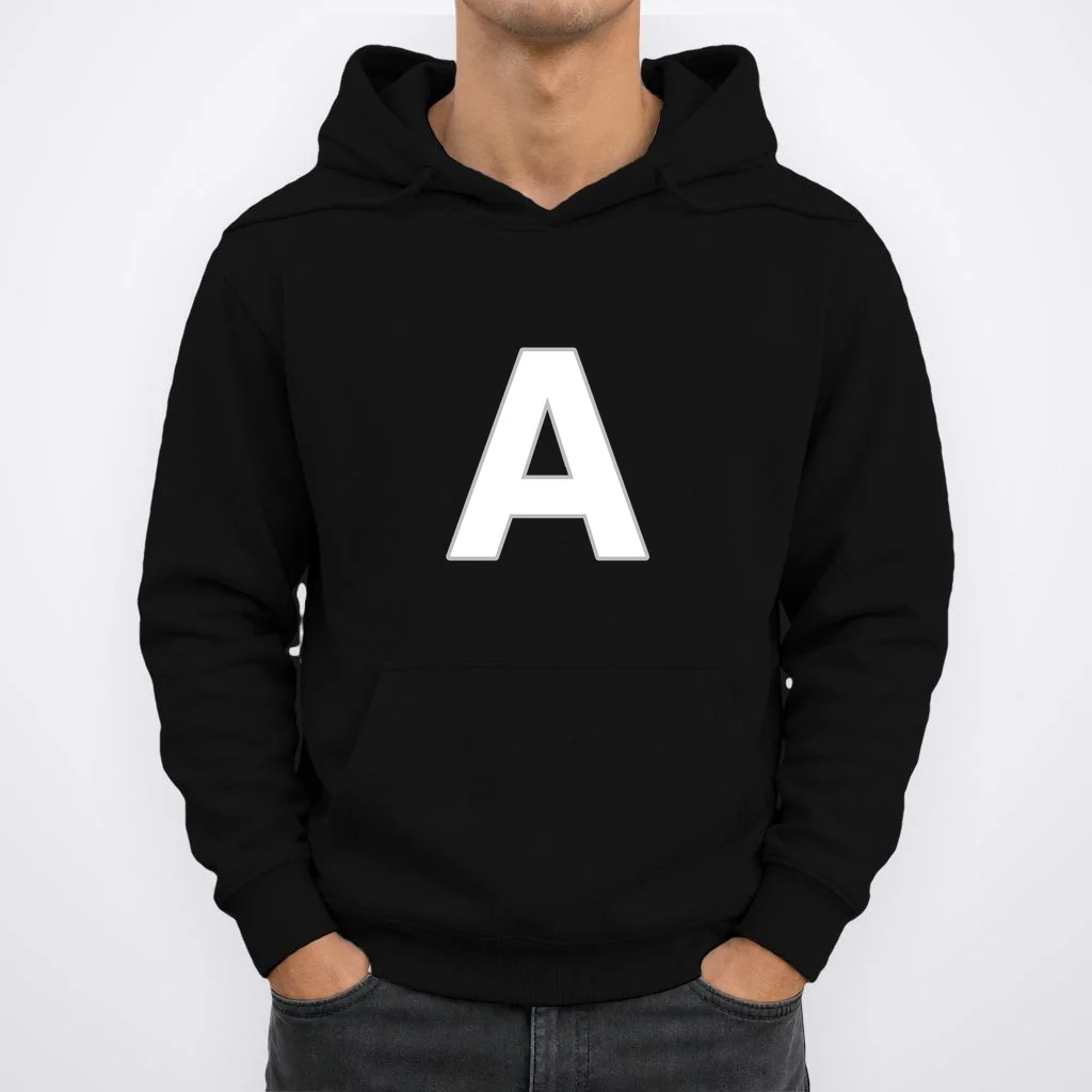 Minimalist Initial Letter Personalized Custom Gift - Bold Monogram Name Design Men's Hoodie - Front 1