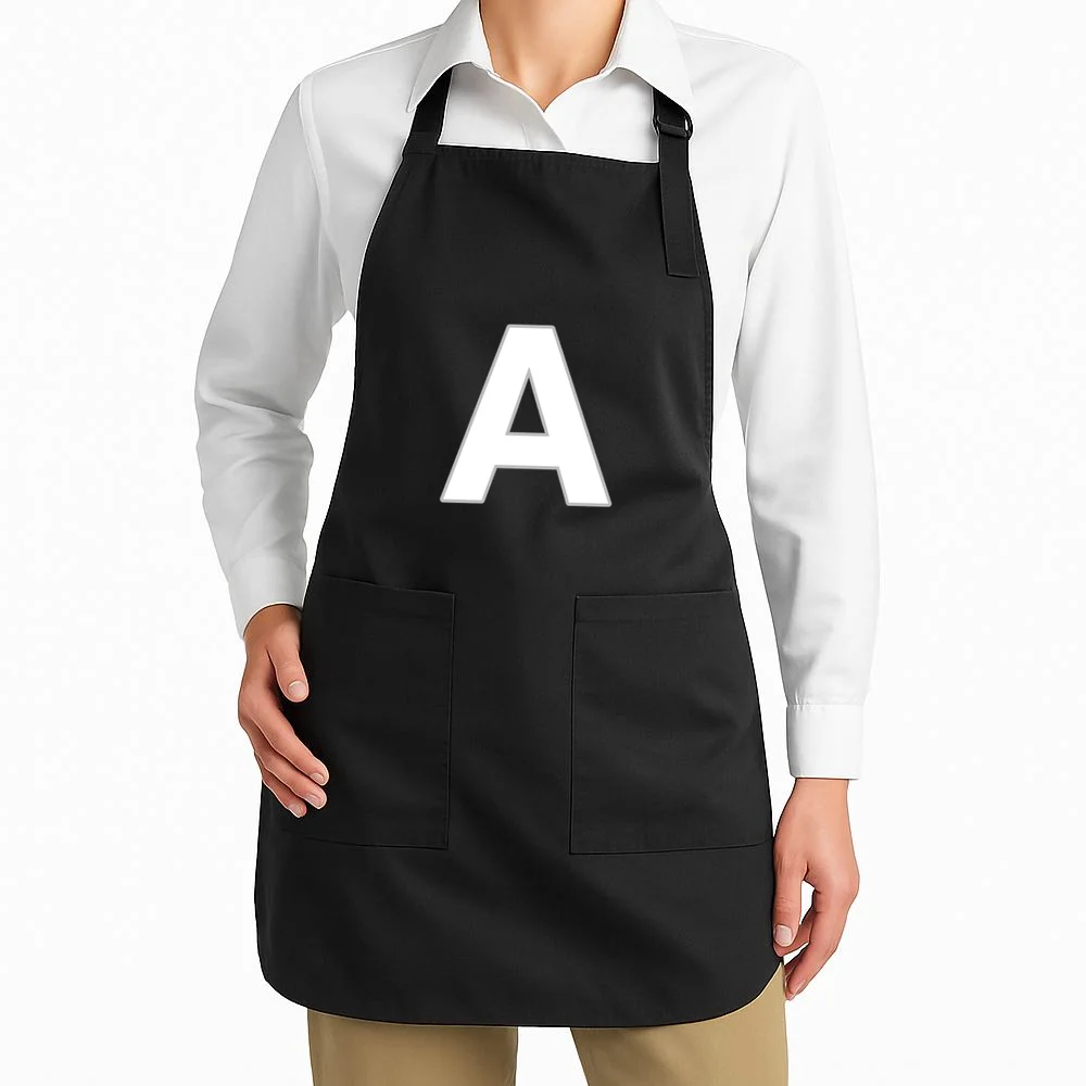 Minimalist Initial Letter Personalized Custom Gift - Bold Monogram Name Design Apron - Front 1
