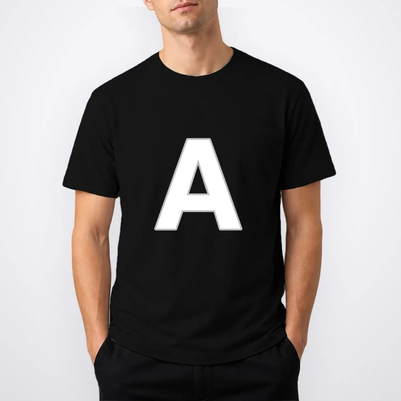 Minimalist Initial Letter Personalized Custom Gift - Bold Monogram Name Design Men's T-Shirt - Front 1