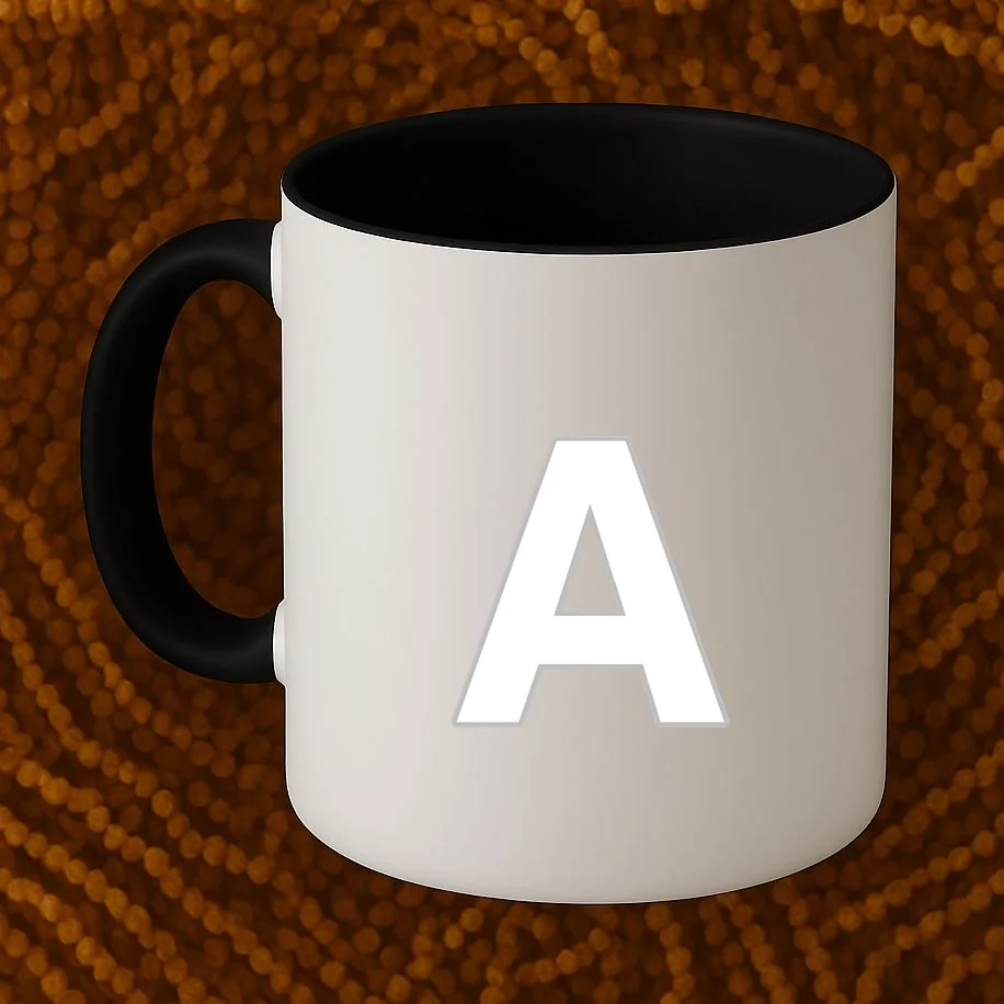 Minimalist Initial Letter Personalized Custom Gift - Bold Monogram Name Design Mug - Front 1