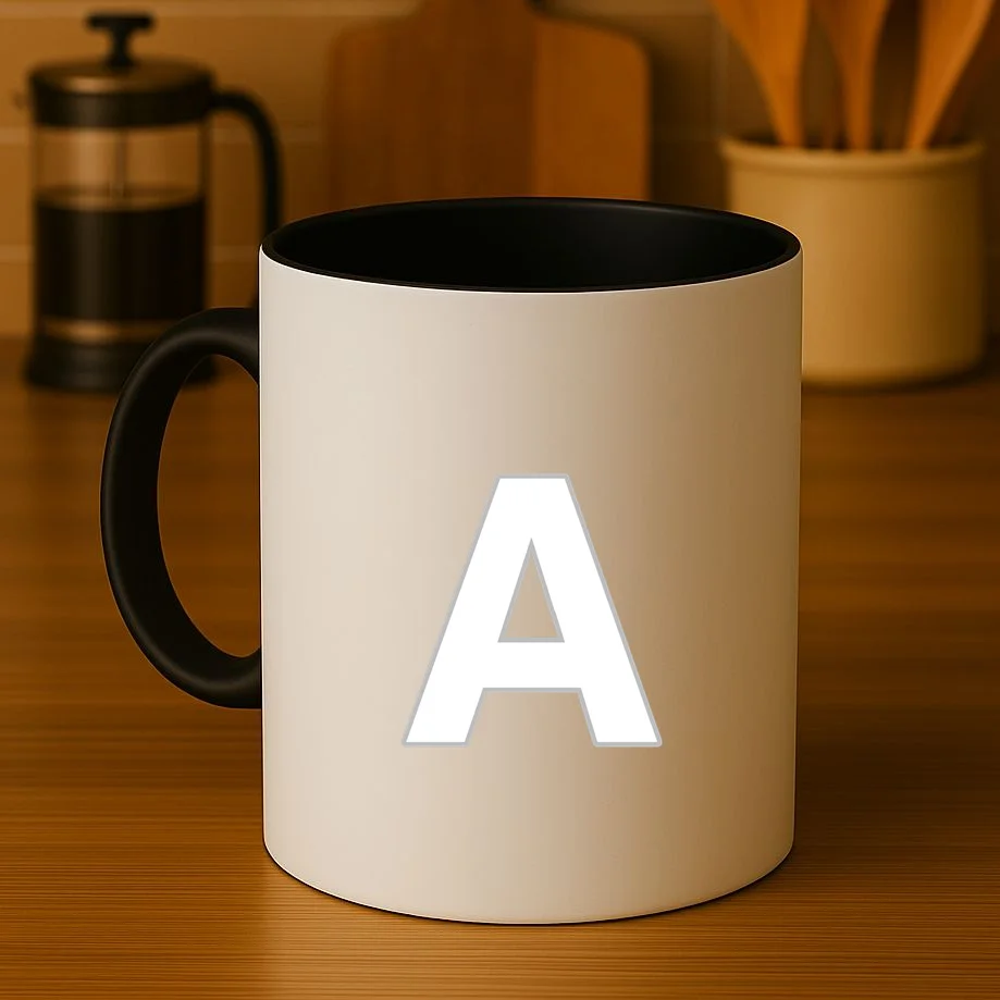 Minimalist Initial Letter Personalized Custom Gift - Bold Monogram Name Design Mug - Front 3