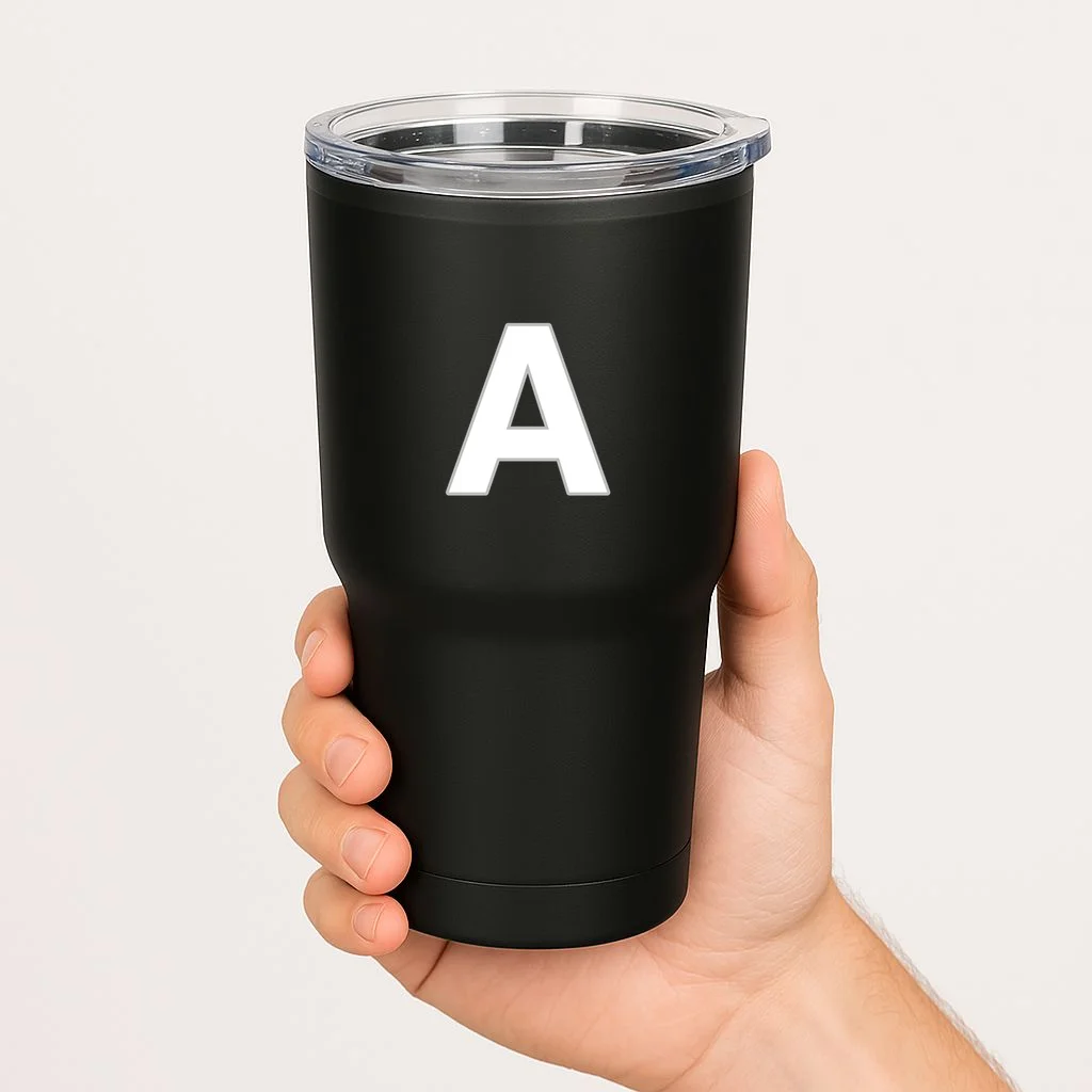 Minimalist Initial Letter Personalized Custom Gift - Bold Monogram Name Design 20oz Tumbler - Front 1