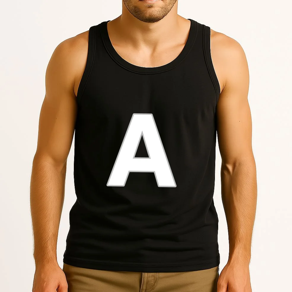 Minimalist Initial Letter Personalized Custom Gift - Bold Monogram Name Design Men's Tank Top - Front 2