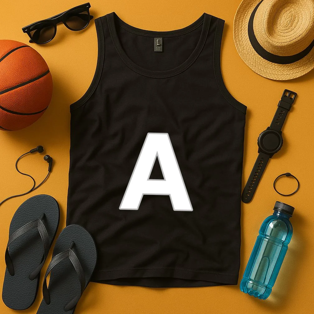 Minimalist Initial Letter Personalized Custom Gift - Bold Monogram Name Design Men's Tank Top - Front 3