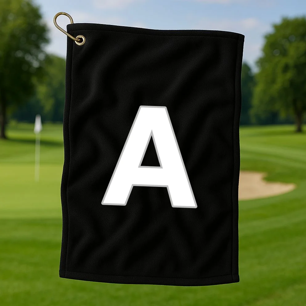 Minimalist Initial Letter Personalized Custom Gift - Bold Monogram Name Design Golf Towel - Front 1