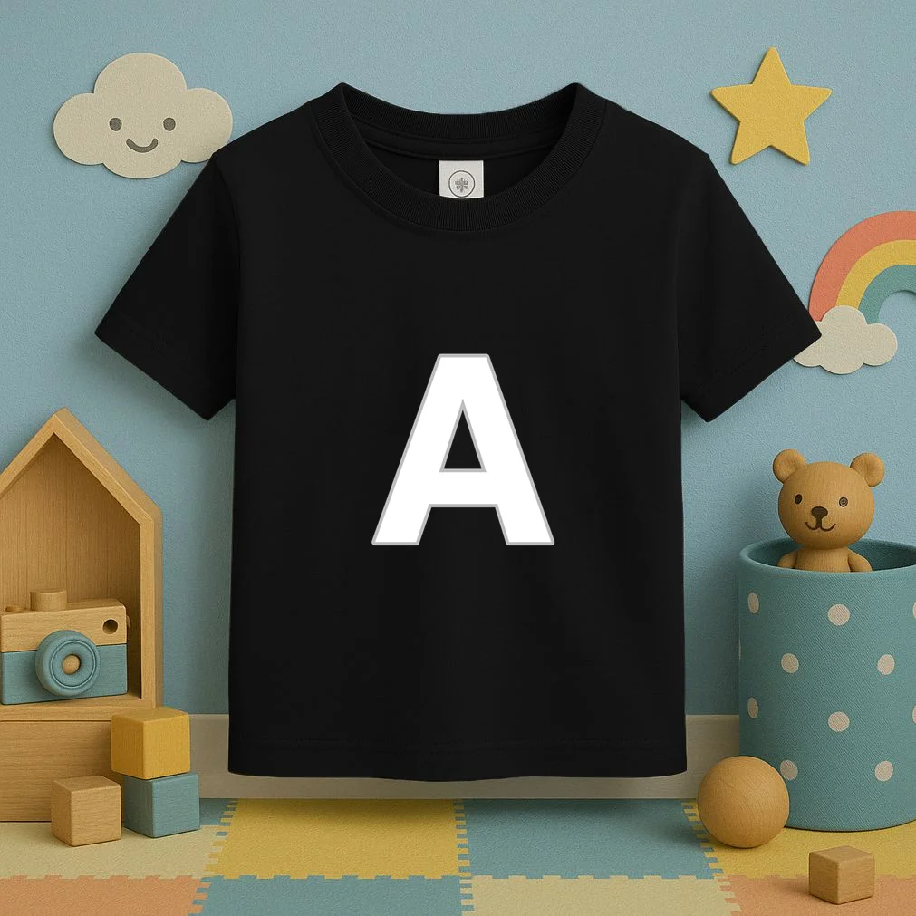 Minimalist Initial Letter Personalized Custom Gift - Bold Monogram Name Design Toddler T-Shirt - Front 2