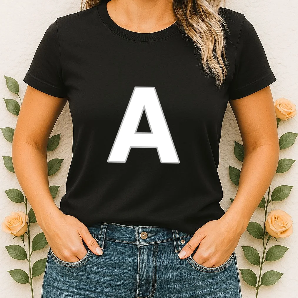 Minimalist Initial Letter Personalized Custom Gift - Bold Monogram Name Design Women's T-Shirt - Front 1