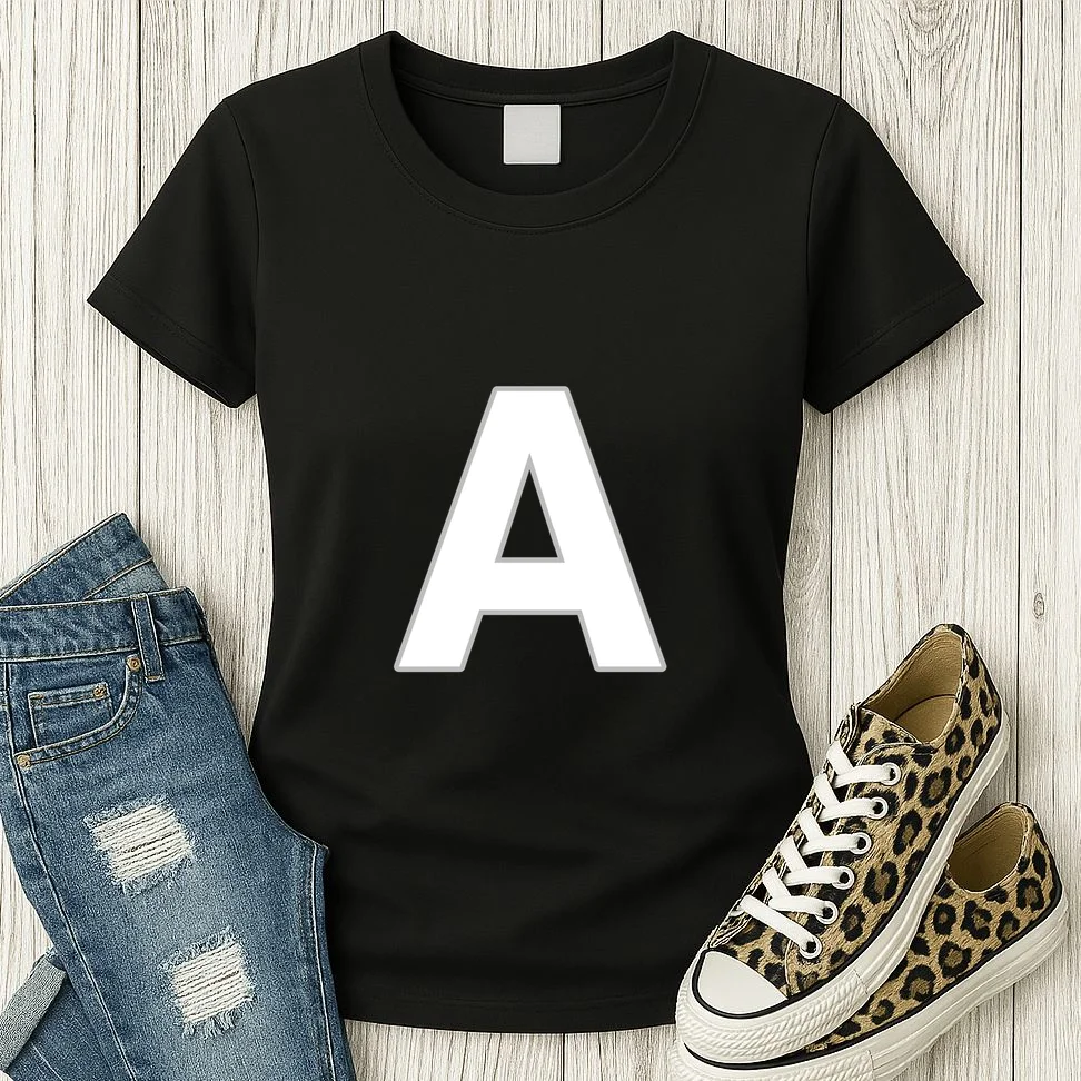 Minimalist Initial Letter Personalized Custom Gift - Bold Monogram Name Design Women's T-Shirt - Front 2