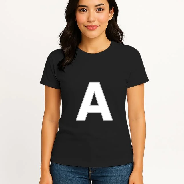 Minimalist Initial Letter Personalized Custom Gift - Bold Monogram Name Design Women's T-Shirt - Front 3