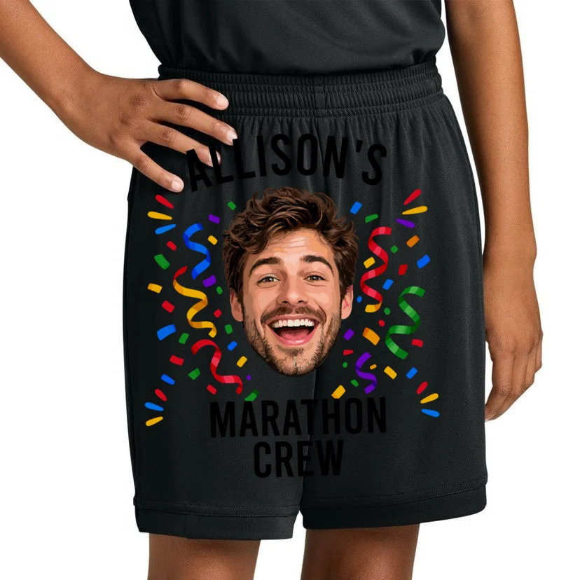 Marathon Personalized Photo Custom Gift - Runner Name & Face Marathon Crew Kids Shorts - Front 1