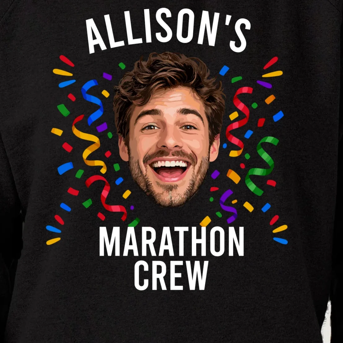 Marathon Personalized Photo Custom Gift - Runner Name & Face Marathon Crew Women's Sweatshirt - Front - Close-up