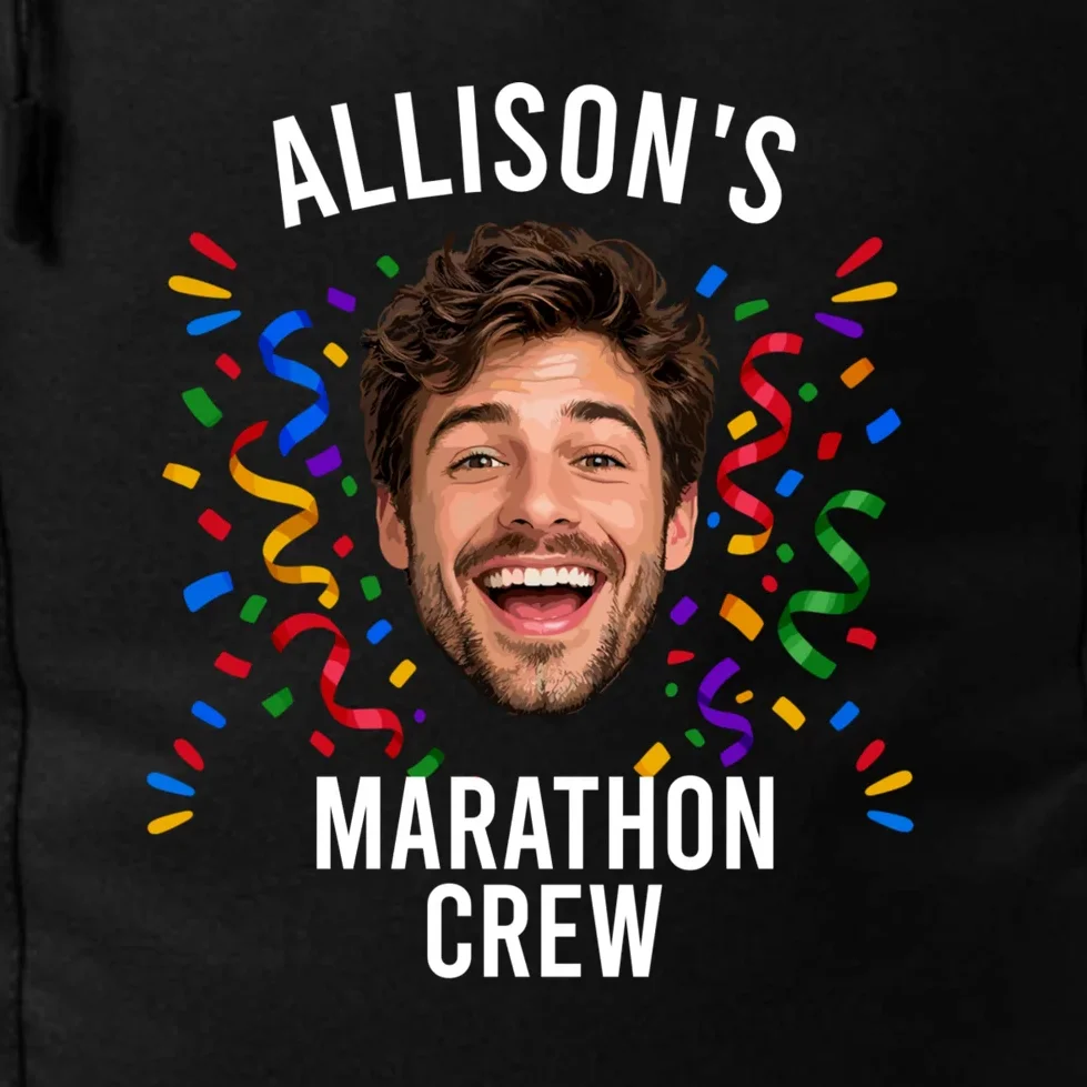 Marathon Personalized Photo Custom Gift - Runner Name & Face Marathon Crew Backpack - Front - Close-up