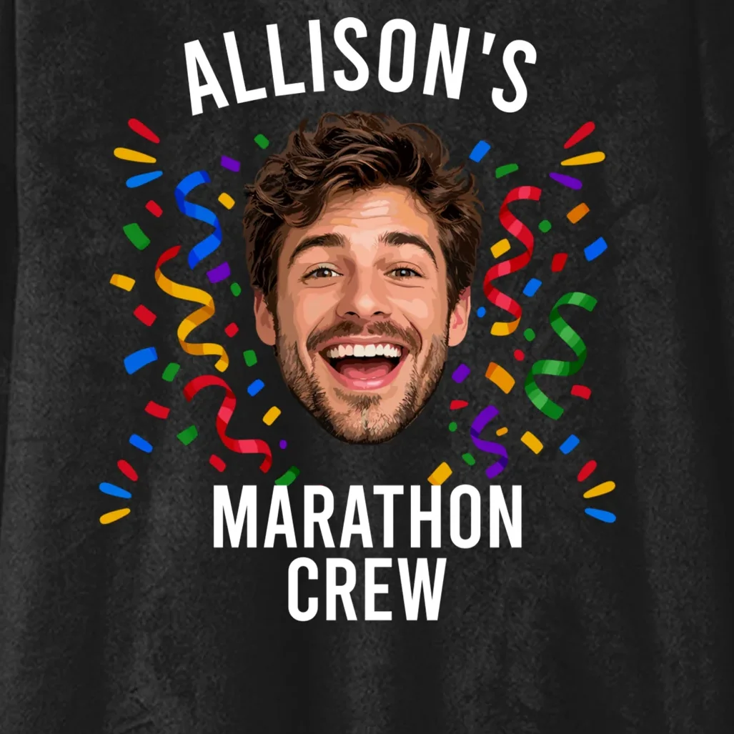 Marathon Personalized Photo Custom Gift - Runner Name & Face Marathon Crew Hooded Blanket - Front - Close-up
