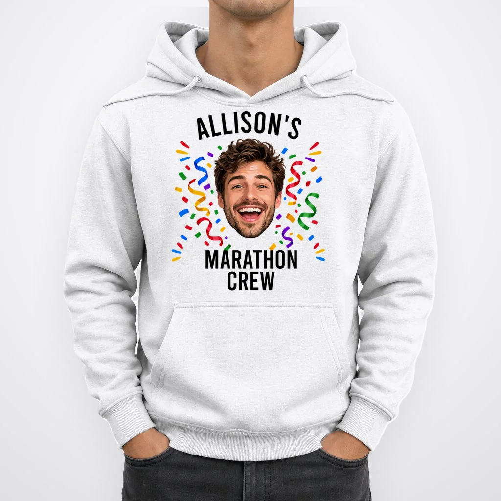 Marathon Personalized Photo Custom Gift - Runner Name & Face Marathon Crew Men's Hoodie - Front 1