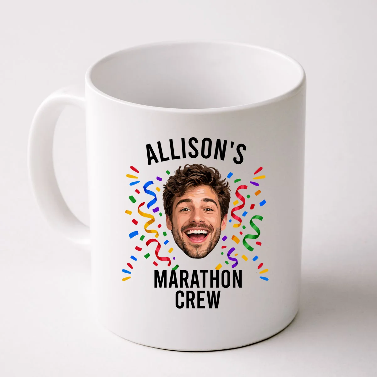 Marathon Personalized Photo Custom Gift - Runner Name & Face Marathon Crew Mug - Front