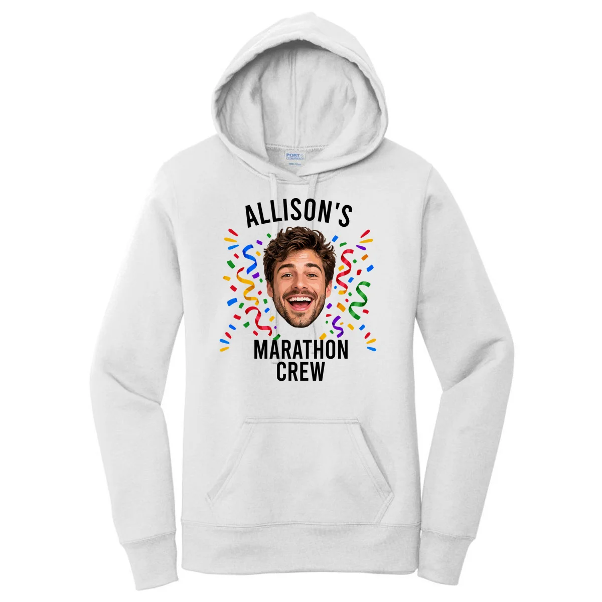 Marathon Personalized Photo Custom Gift - Runner Name & Face Marathon Crew Women's Pullover Hoodie - Front