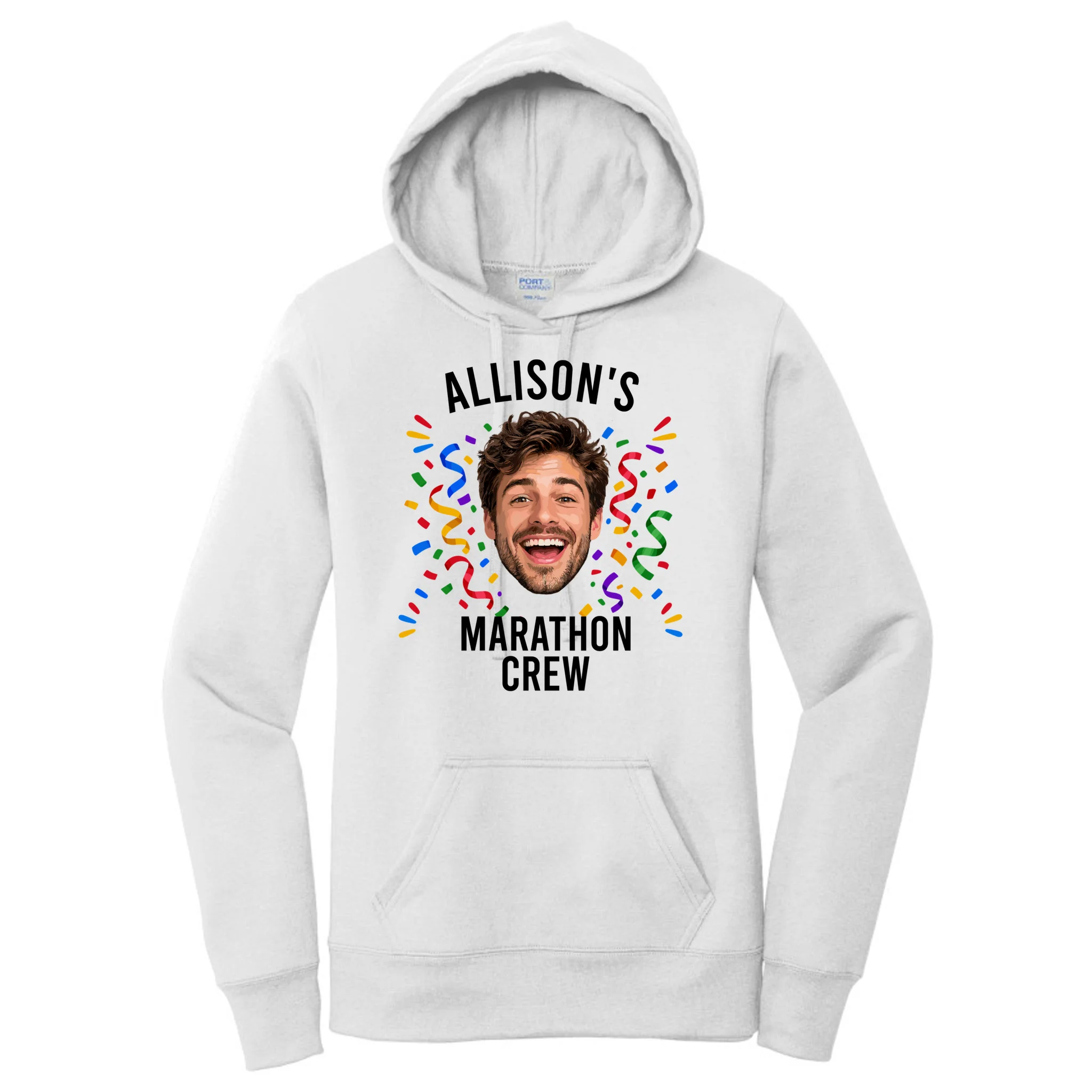 Marathon Personalized Photo Custom Gift - Runner Name & Face Marathon Crew Women's Pullover Hoodie - Front