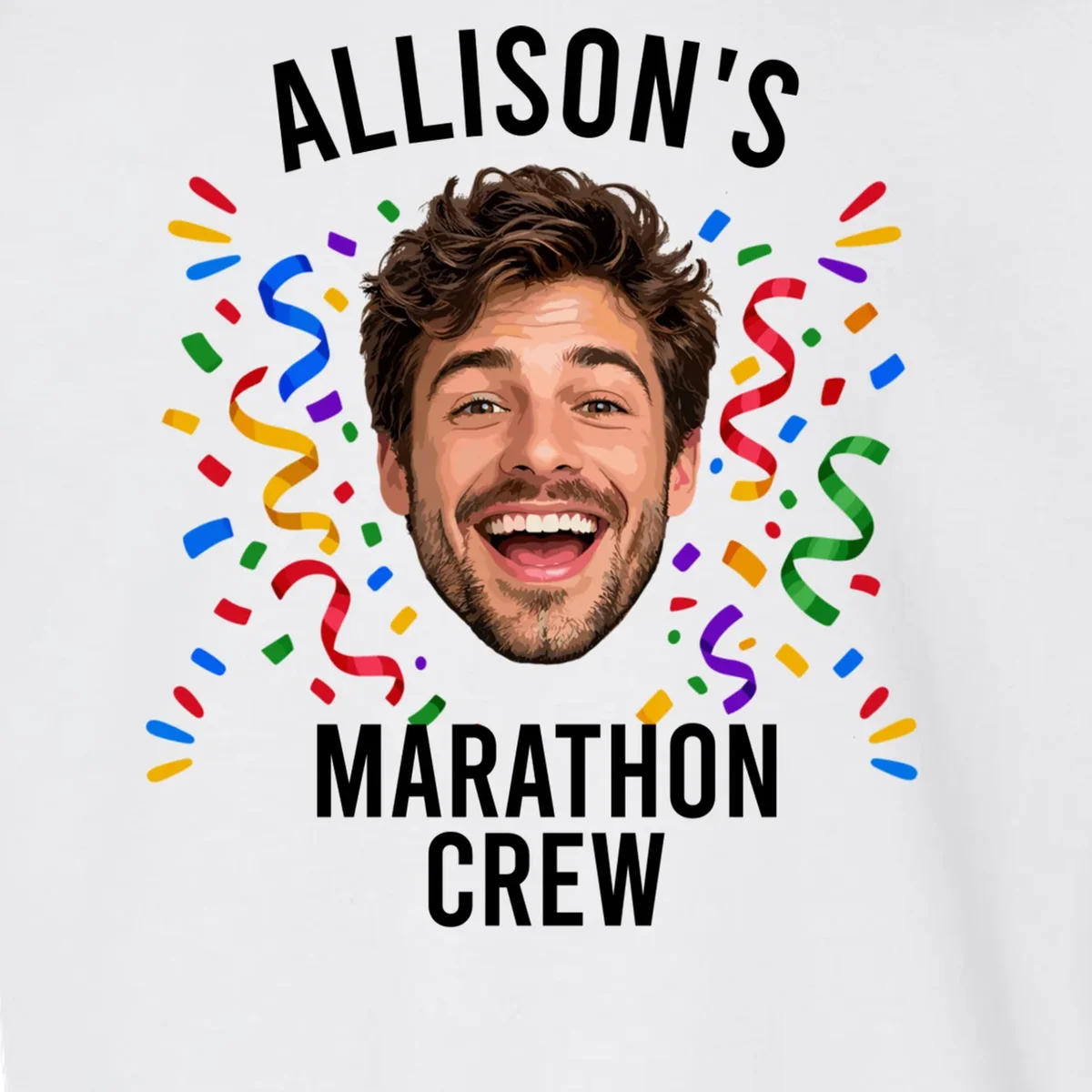 Marathon Personalized Photo Custom Gift - Runner Name & Face Marathon Crew Toddler Sweatshirt - Front - Close-up