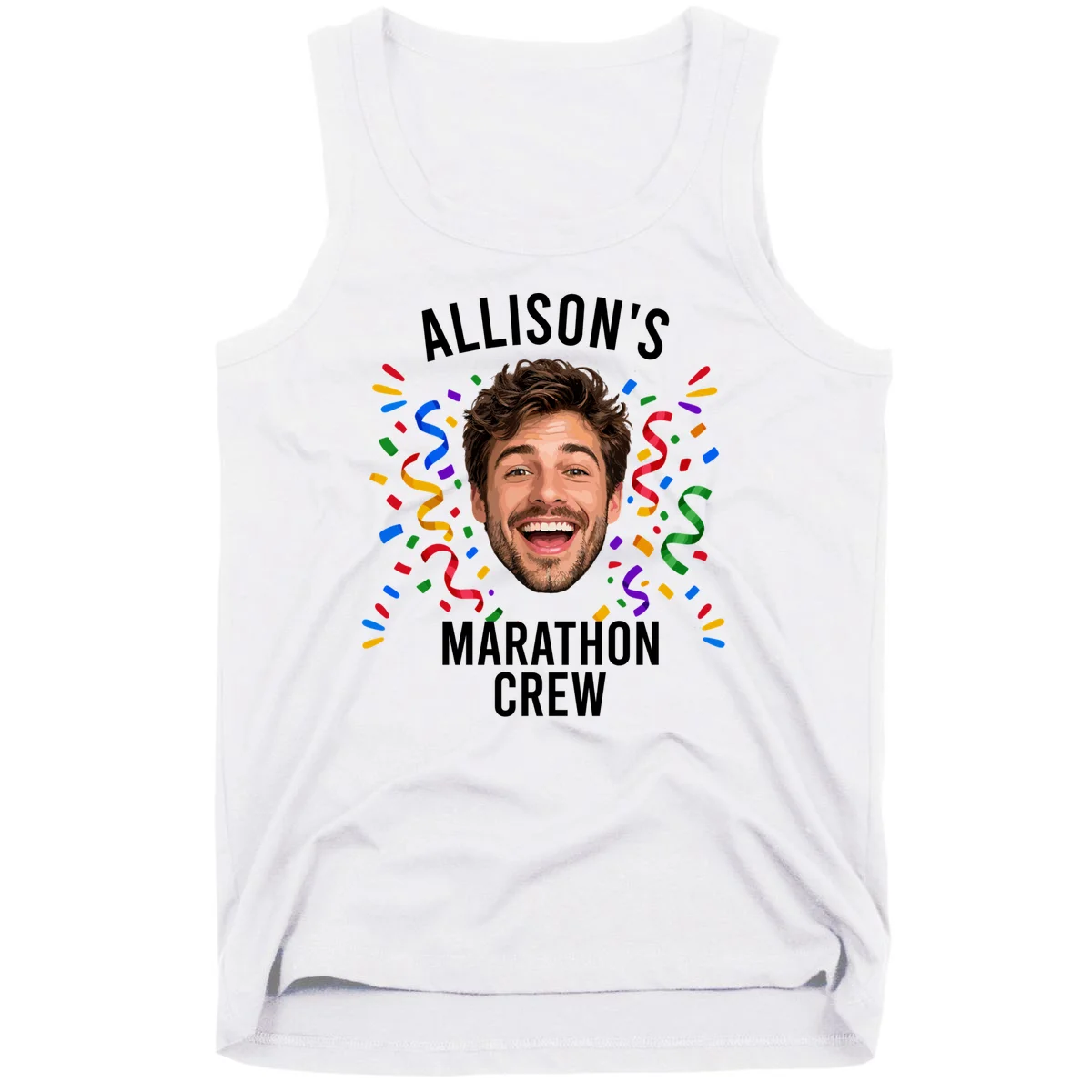 Marathon Personalized Photo Custom Gift - Runner Name & Face Marathon Crew Men's Tank Top - Front
