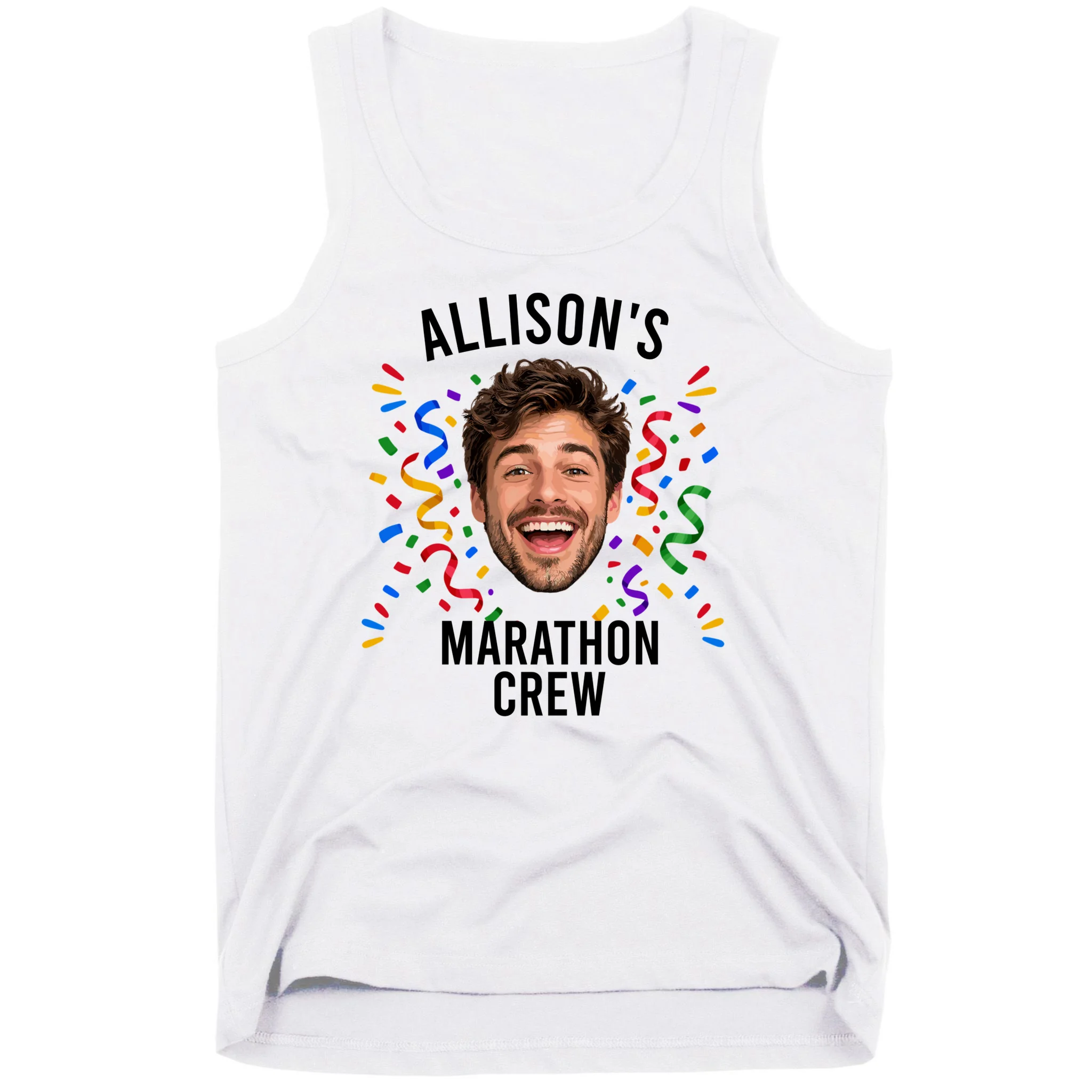 Marathon Personalized Photo Custom Gift - Runner Name & Face Marathon Crew Men's Tank Top - Front