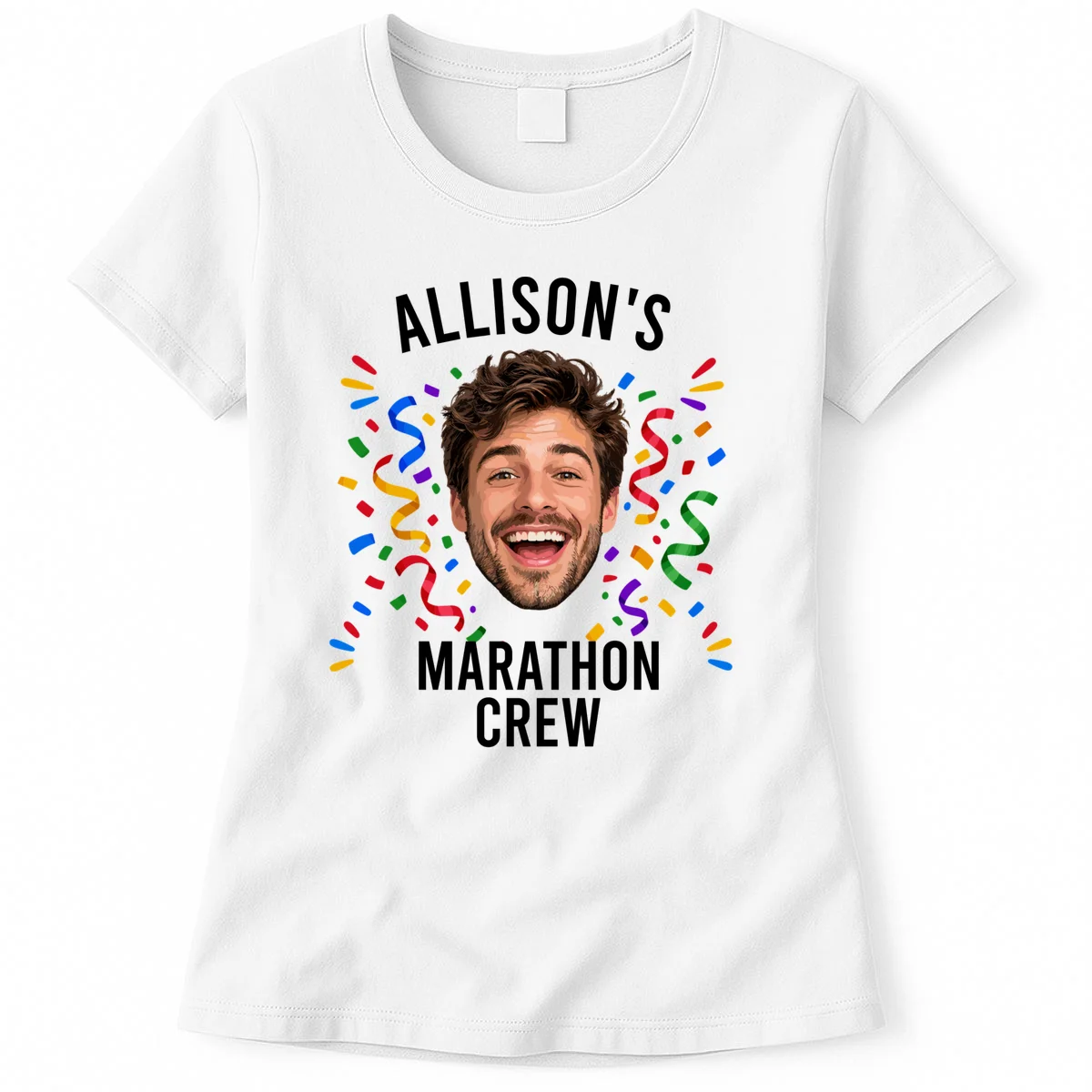 Marathon Personalized Photo Custom Gift - Runner Name & Face Marathon Crew Women's T-Shirt - Front