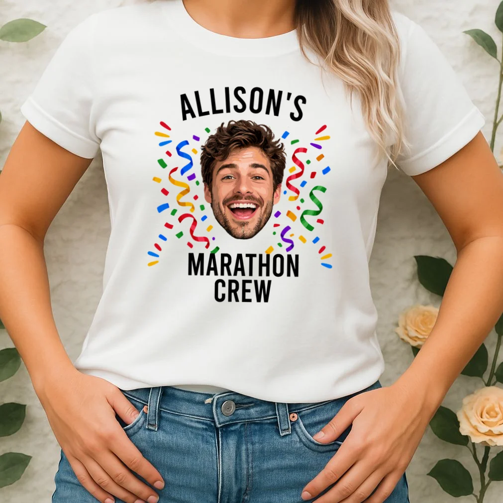 Marathon Personalized Photo Custom Gift - Runner Name & Face Marathon Crew Women's T-Shirt - Front 1