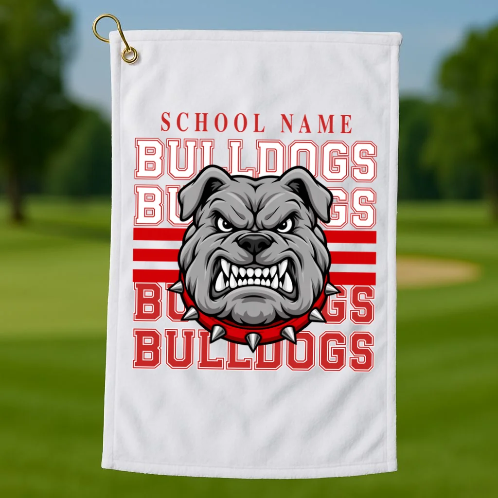 Custom School Gators Mascot Personalized Team Name Gift - School Spirit and Team Pride Golf Towel - Front 1