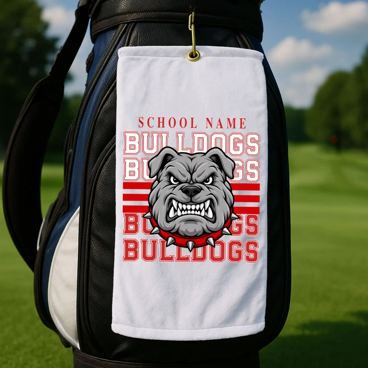 Custom School Gators Mascot Personalized Team Name Gift - School Spirit and Team Pride Golf Towel - Front 2