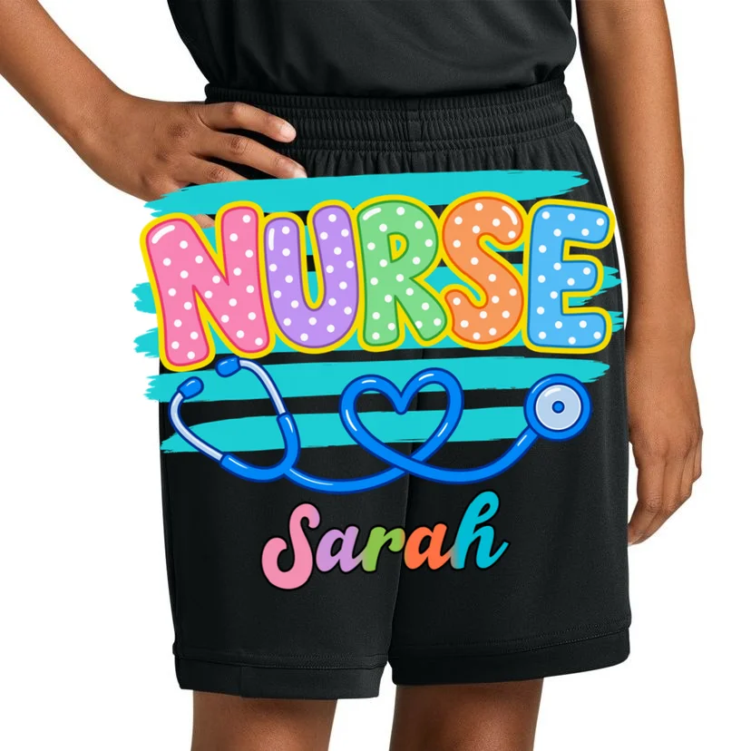 Nurse – Personalized Stethoscope Heart Design Kids Shorts - Front 1