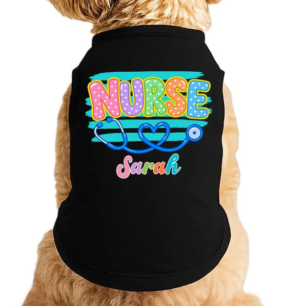 Nurse – Personalized Stethoscope Heart Design Doggie Tank Front