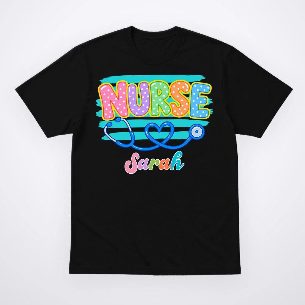 Nurse – Personalized Stethoscope Heart Design Men's T-Shirt Front