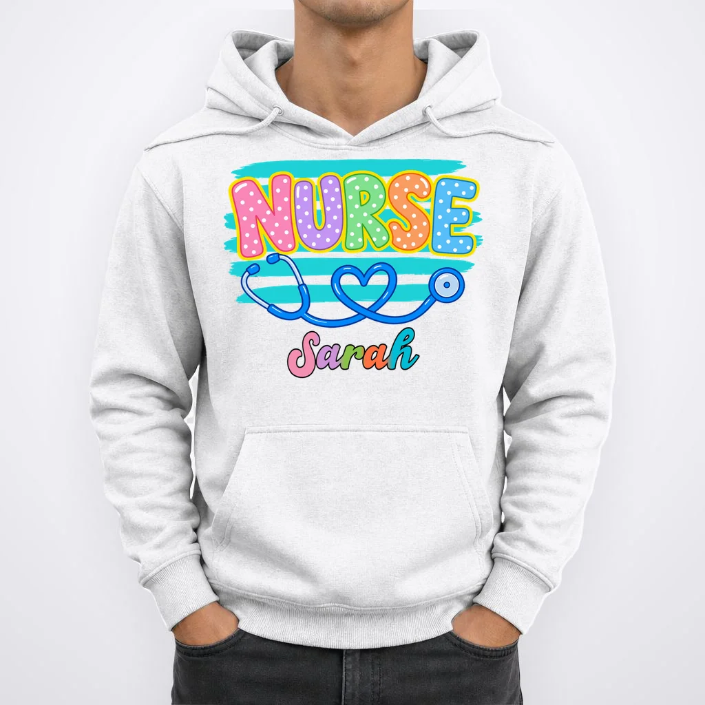 Nurse – Personalized Stethoscope Heart Design Men's Hoodie - Front 1