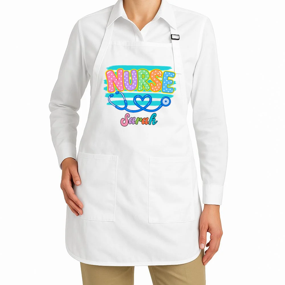 Nurse – Personalized Stethoscope Heart Design Apron - Front 1