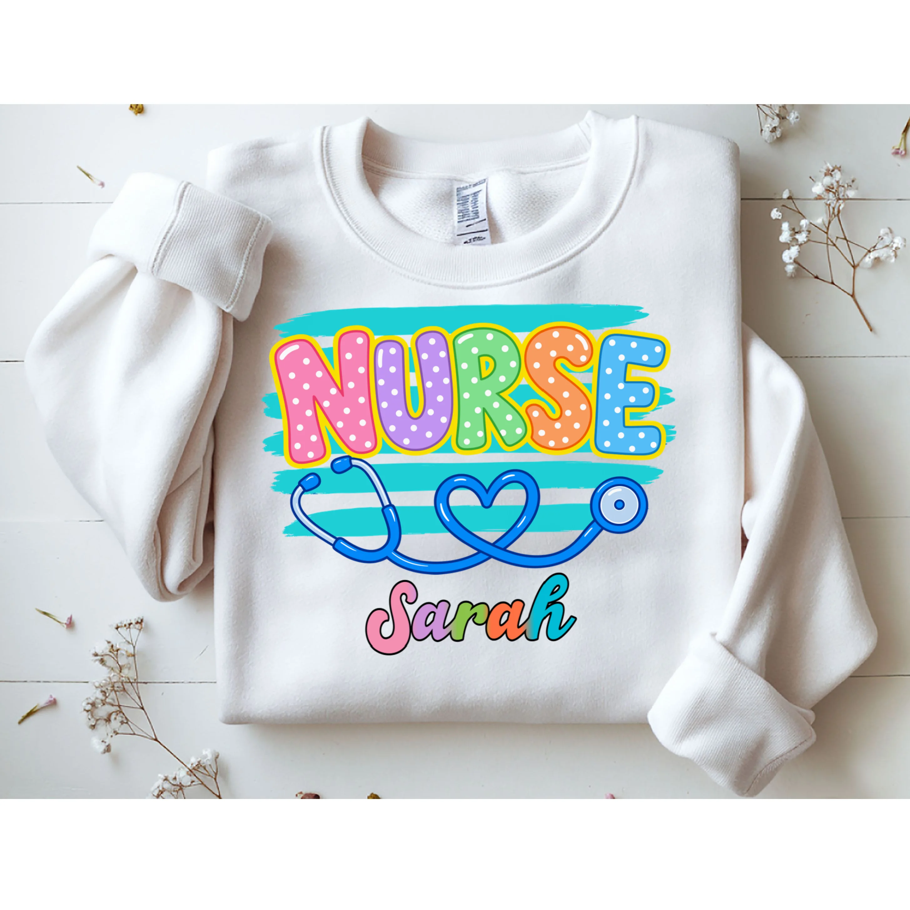 Nurse – Personalized Stethoscope Heart Design Men's Sweatshirt - Front 1