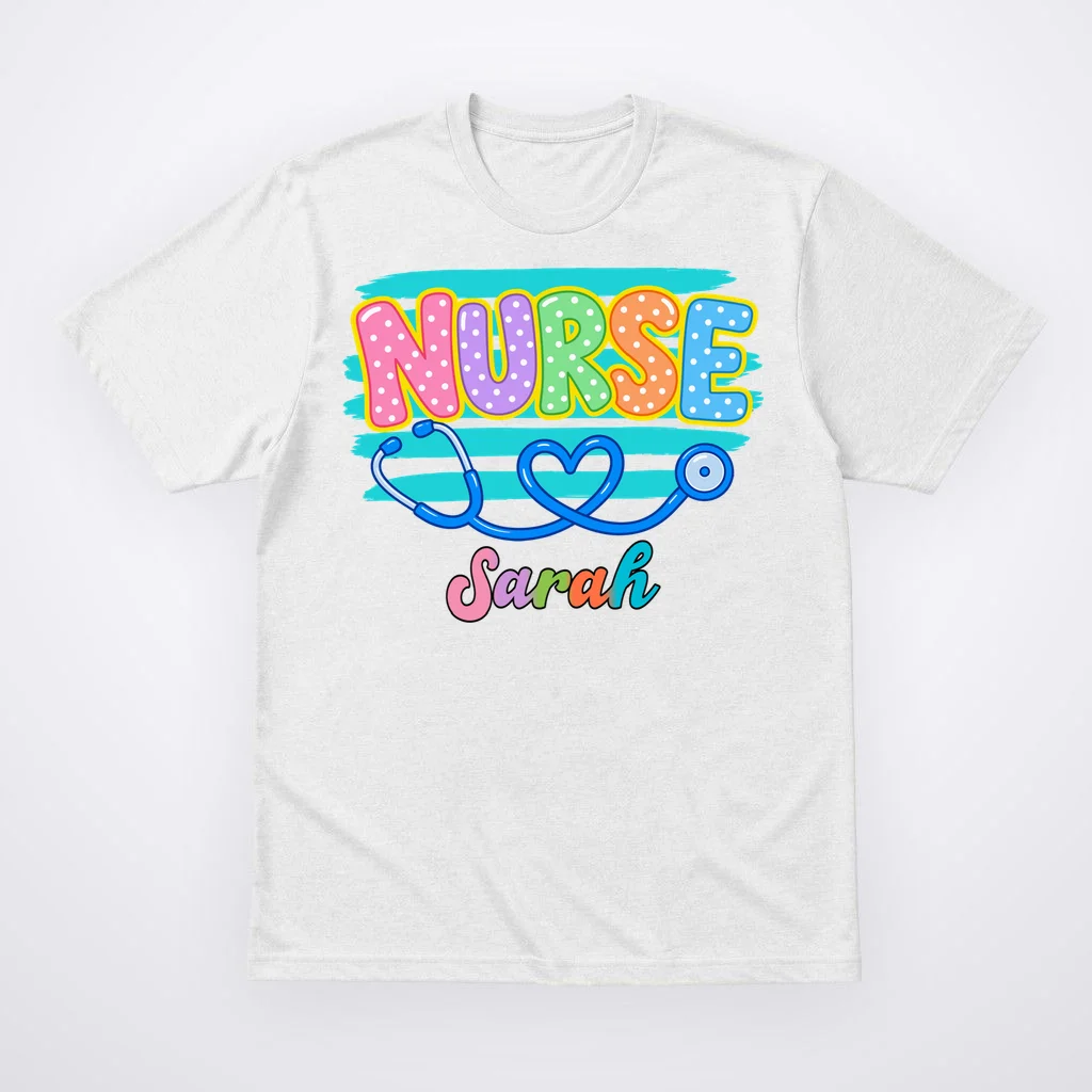 Nurse – Personalized Stethoscope Heart Design Men's T-Shirt Front